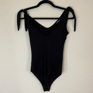 Plunging tie bodysuit